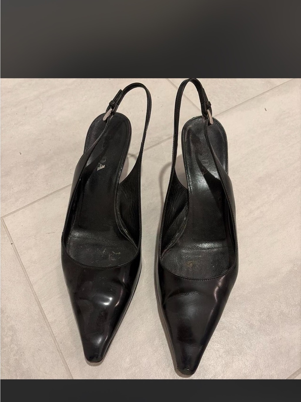 Prada Black Pointed-Toe Slingback Pumps